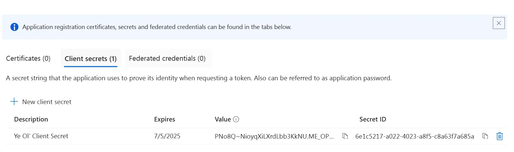 Add a client secret if required by your destination platform